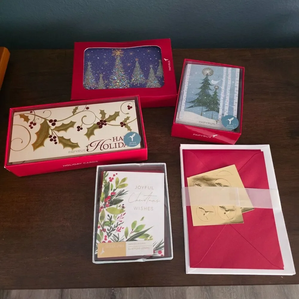 Lot of Papyrus Cards Greeting Note Christmas Cards New Holiday 4 boxes